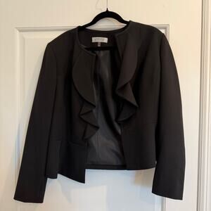 Kasper Black Tailored Ruffle Front Suit Jacket Size 16